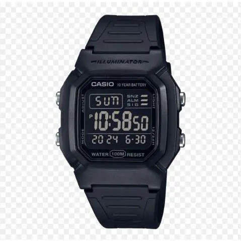 Casio W-800H-1B Reloj Digital Deportivo con Cronómetro, Resistencia al Agua 100M, Pantalla Retroiluminada y Batería de Larga Duración - 1