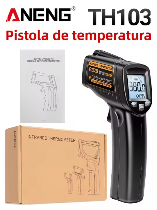 ANENG TH103 Lanzador De Luz Infrarroja Y Láser Para Medición De Temperatura -20°C~380℃ Sensor De Temperatura No Contacto Herramienta De Medidor De Temperatura - 1