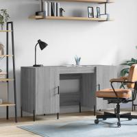 vidaXL Escritorio madera contrachapada 140x50x75 cm en color Blanco brillante/Blanco/Marrón roble y más | estructura resistente ideal para salón dormitorio o estudio - details 4