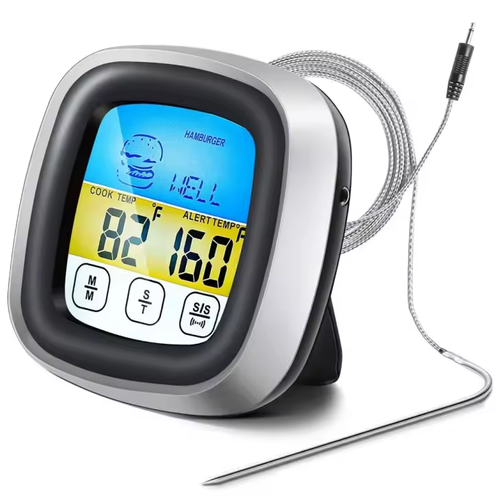 Termómetro De Cocina Digital Táctil Para Carne Y Barbacoa Medidor De Temperatura De Alimentos Herramienta De Cocción Timer Para Steaks 1PC - 1