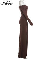 Vestido Elegante De Fiesta Nibber Con Cinturón Metálico Y Corte En El Cuello Ajustado Con Manga Larga Y Ajustado Para Cumpleaños Y Noches Saludables - details 3