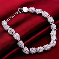 Pulsera De Encanto De Flores En Plata 925 Para Mujer Con Bola Hueca Ajustable Joyería De Boda Y Fiesta Regalo - details 3