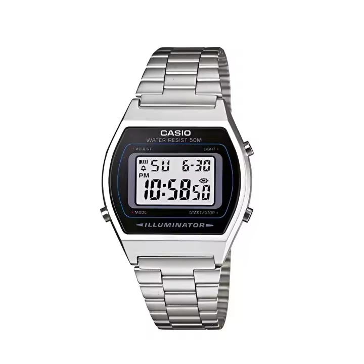 Reloj VINTAGE EDGY Casio B640WD-1AV plateado water resist 50m LUZ - 1
