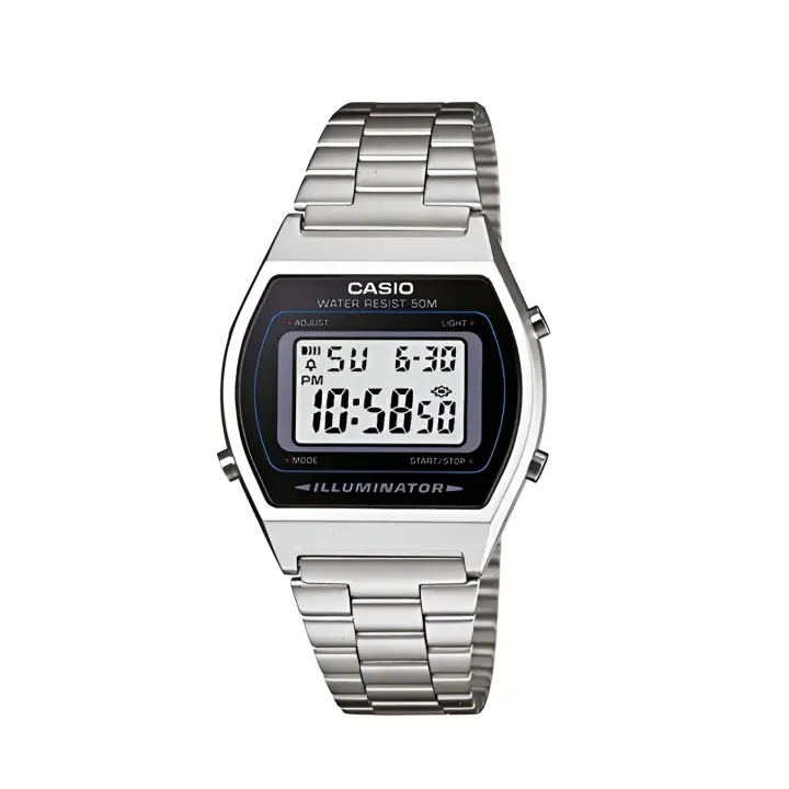 Reloj VINTAGE EDGY Casio B640WD-1AV plateado water resist 50m LUZ - 1