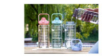 Botella De Agua Portátil De 2L Con Palanca Y Marca De Tiempo Para Deportes Al Aire Libre Y Fitness Juguete De Bebida Ecológico Reutilizable - details 6