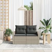 Sofá de jardín de 2 plazas con almacenamiento y cojines de vidaXL Gris Poliratán - details 2