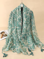 Bufanda De Pashmina Suave Estampada Con Borlas Florales Daisy Para Mujer Moda Elegante Abrigo Versátil Para Todas Las Estaciones - details 6