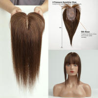 Extensiones De Cabello Humano Remi Ombre Rubio Para Mujeres Tope Con Flequillo Base De Seda Clip in Extensión De Cabello Para Mujeres Con Poco Cabello - details 14