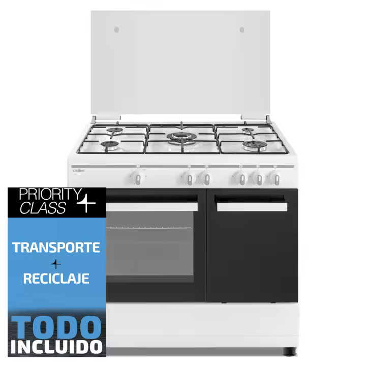 Cocina de gas SAUBER SCW5GB 5  GAS BUTANO zonas coccion con portabombonas blanca ENVÍO Y RETIRADA GRATIS - 1