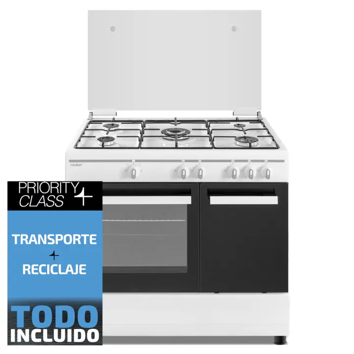 Cocina de gas SAUBER SCW5GB 5  GAS BUTANO zonas coccion con portabombonas blanca ENVÍO Y RETIRADA GRATIS - 1