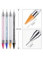 Herramienta De Aplicación De Diamantes Para Uñas Con Pluma De Cera Doble Color Blanco Con Adornos De Diamante Y Selector De Cuentas De Cristal - details 2