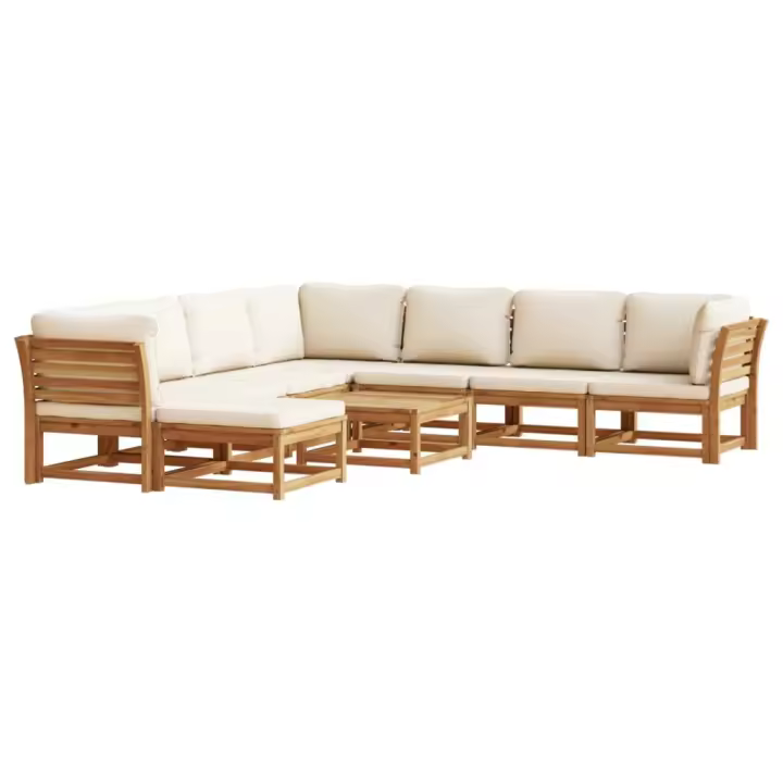 Juego de muebles Jardín 9 pzas con bolsillos Madera maciza Acacia - 1