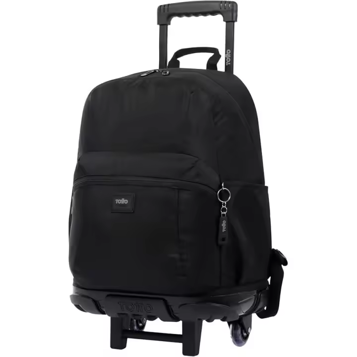 TOTTO - Mochila Escolar con Ruedas Grandes, Modelo Trik, Mochila Grande, Capacidad 27 Litros, Bolsillo para Portátil 14", Tablet, 2 Bolsillos para Botella, Correas en S para Mayor Comodidad, Resistente, Color Negro - 1