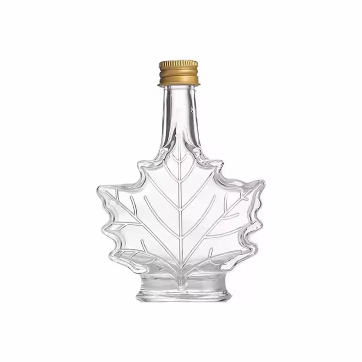 Botellas De Vidrio Para Alcohol Mini Forma De Hoja De Arce 50ml 100ml 250ml Con Tapa Eco-amigable Para Licor Escocés Y Sirupos - 1