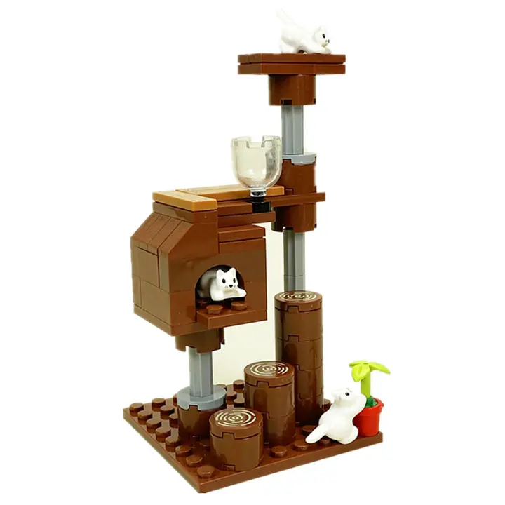 Bloques De Construcción MOC City Cattery Para Niños Y Niñas Casa De Gatos Granja Partes Bloques DIY Regalo Compatible Con Bloques Clásicos Tamaño Pequeño Material ABS - 1
