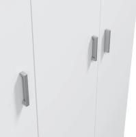 Meimon MULTIUSOS Armario escobero 3 puertas con 4 estantes regulables en altura, fabricado en tablero melaminizado con cantos melamínicos, trasera MDF, bisagras y soportes metálicos, tiradores ABS gris aluminio, tacos ABS antirruido - details 2