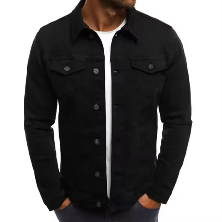 Los más vestidos tendencia de la moda chaqueta vaquera casual chaqueta de color sólido abotonada ropa de trabajo para los helbres - 1