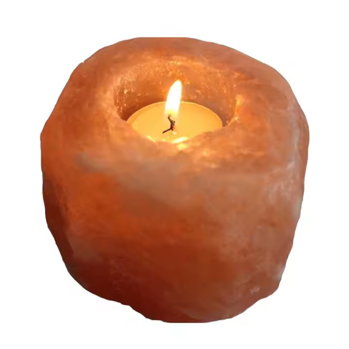 Portavelas del himalaya Natural, decoración de cabecera de dormitorio, roca Natural, sal, piedra cruda - 1