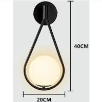 LED Bola Redonda Luz de la pared interior Negro Luz de la pared ajustable Vidrio metal Modern Dormitory lámpara para Dormitory Gota de Agua dormitorio lámpara E27 - details 0