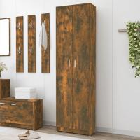 vidaXL Armario de pasillo de madera contrachapada 55x25x189 cm en color Negro/Roble Sonoma/Marrón roble y más | almacenamiento funcional diseño moderno para baño dormitorio sala - details 3