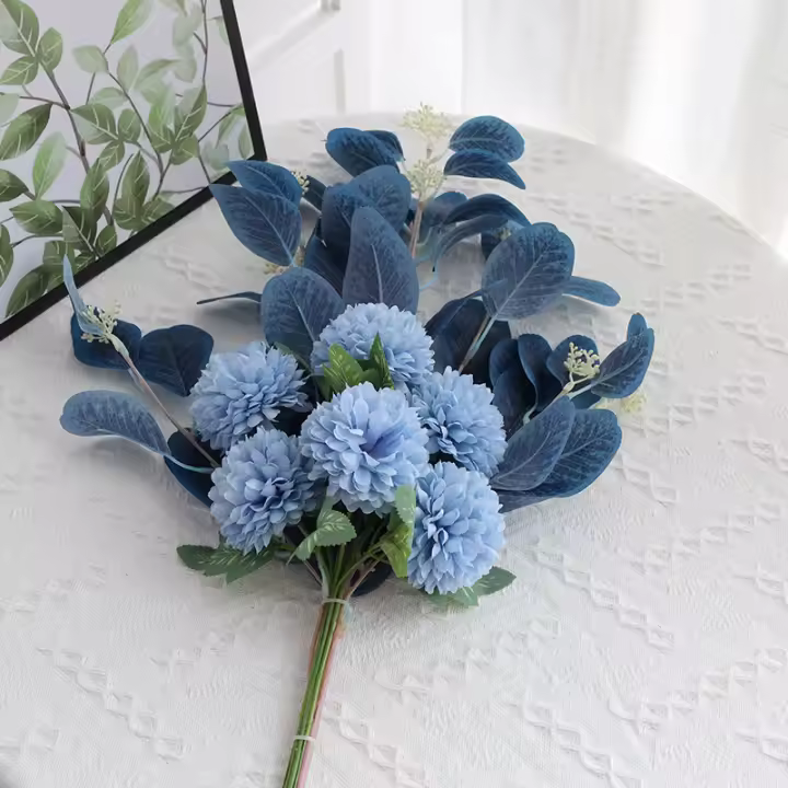 Bola De Hojas De Eucalipto Artificial 1pc Decoración Para Bodas Y Casamientos Bouquet De Crisantemo Para Decoración De Habitaciones Y Fiestas - 1