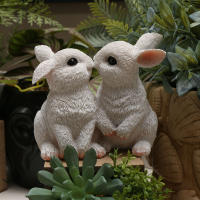 Adorno De Pareja De Conejos Besar En Jardín Y Accesorios Del Paseo 1 Pieza De Resina Tema Animal Para Decoración Del Jardín - details 2