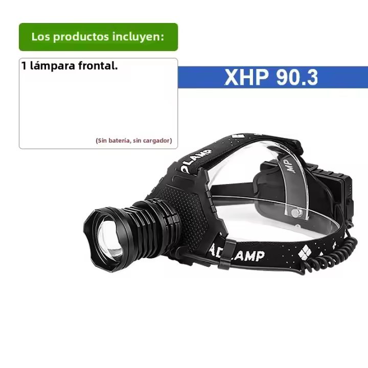 Linterna Frontal LED Potente Recargable Tipo-C XHP90.3 Lámpara De Mano Super Brillante Impermeable Para Pesca Y Actividades Al Aire Libre - 1