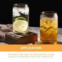 Copa De Vidrio De 500ML Con Tapa Y Pajita Para Café Frío Translúcido Copa De Leche Mocha Cóctel Whiskey Cerveza Uso Doméstico - details 6