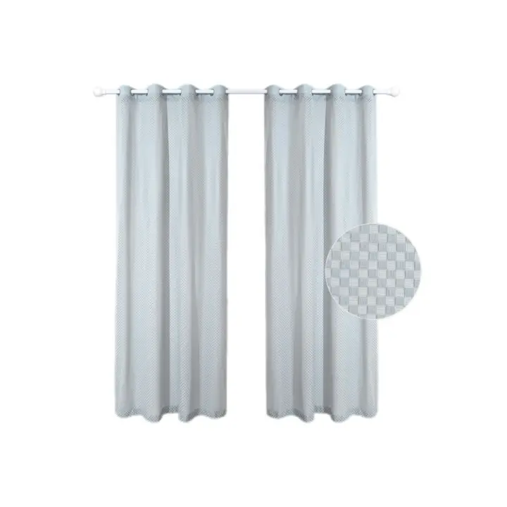 Pack de 2 unidades Cortina translúcida de salón / habitación diseño de cuadraditos bicolores Pack de 2 unidades 140 X 260 cm - 1