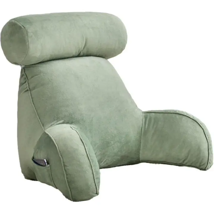 TK Almohada de la lectura, almohada del respaldo, almohada trasera for the rest para sentarse en Cama, respaldo Adult grande con los brazos, bolsos laterales, Rollo desmontable del Cuello Para Leer/El Reloj, los 75*40*40cm - 1