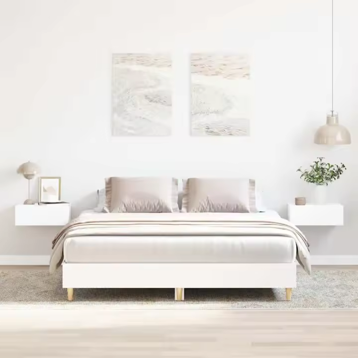 Estructura de cama sin colchón blanca 140x200 cm - 1