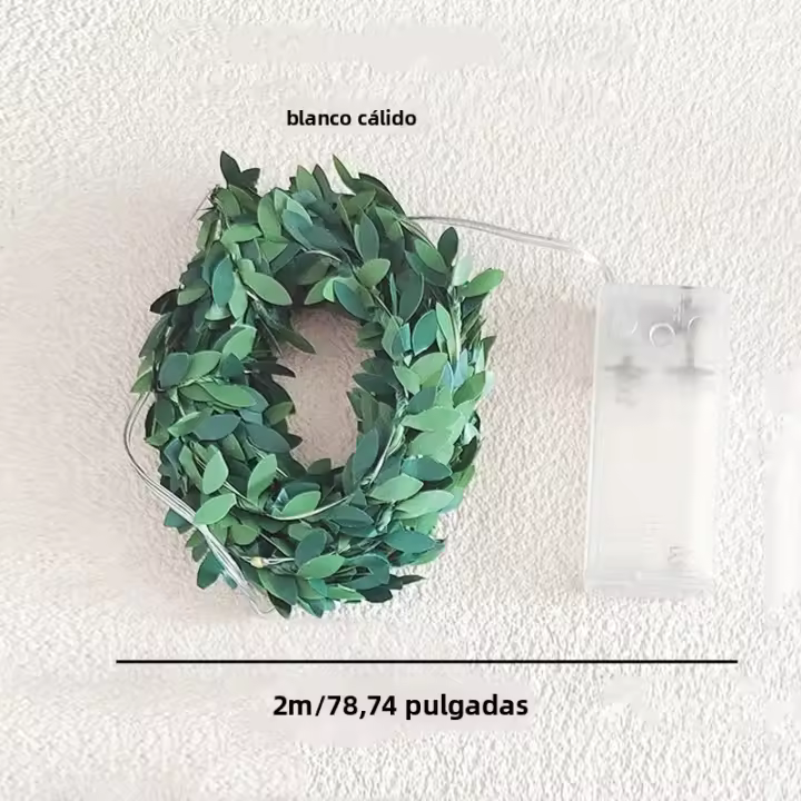 Luces De Navidad En Forma De Hoja Verde LED Con Hilo De Cobre Simulación De Vínculo Verde Para Decoración De Navidad - 1