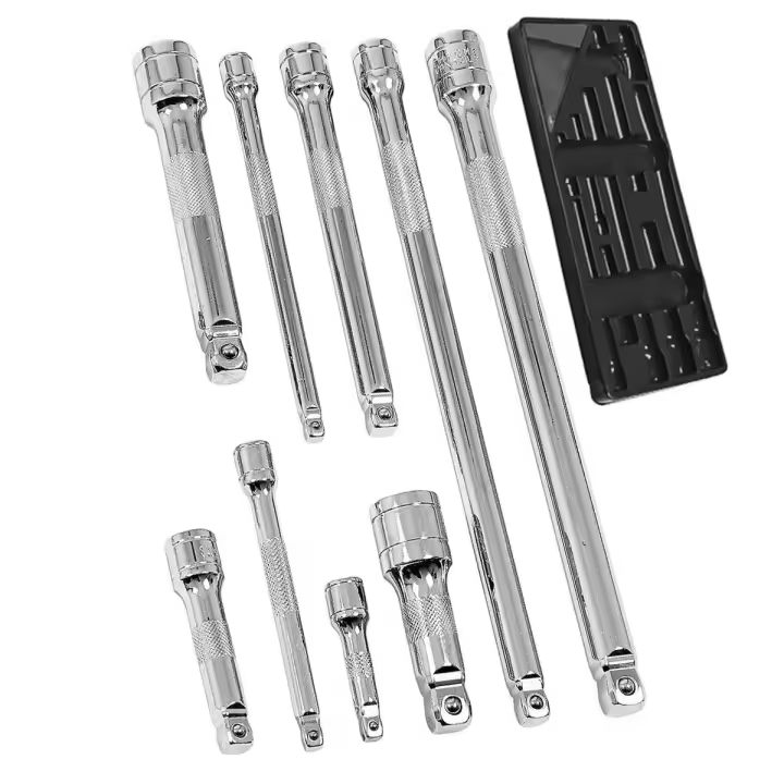 JOMAFA - Juego De Alargaderas o Extensiones para vasos entradas 1/4"- 3/8"- 1/2 " con Punta Angular Acero Cromo Vanadio, 9 piezas - 5388 - 1
