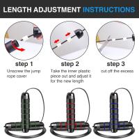 2 piezas de cuerda para saltar ajustable de 9.19 pies, cuerda para saltar de PP resistente y duradera con asas de espuma suave, adecuada para mujeres, hombres y niños para ejercicio cardiovascular (negro, rojo, verde, azul) - details 2