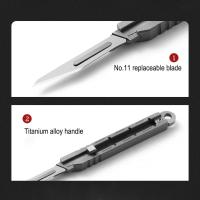 Cuchillo De Push Mini De Aleación De Titanio Utilidad Multiusos Para Desempaquetar Y Cortar Papel Herramienta Portátil De Exterior Con Cadena De Llaves - details 8
