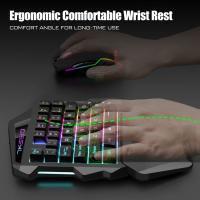 Miniteclado inalámbrico de una mano para juegos, controlador de juegos portátil retroiluminado RGB para PC, PS4, Xbox, Gamer - details 1