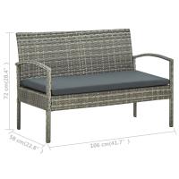 vidaXL Set de muebles de jardín 4 pzas y cojines ratán sintético gris - details 7