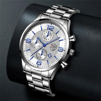 Reloj De Negocios De Lujo Para Hombre Reloj De Pulsera Cuarzo Con Línea De Tiempo Calendario Y Manos Luminosas Material De Correa De Cuero - details 12