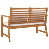 vidaXL Banco de jardín con cojín crema madera maciza de acacia 120 cm - details 3