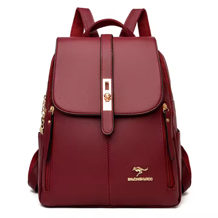 Mochila Grande Para Mujer De Cuero De Alta Calidad Bolsa Vintage Con Gran Capacidad Para Viajes Y Escuela Bolsa De Libros Rucksack Con Manija Suave Y Múltiples Bolsillos - 1