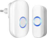 Timbre inalámbrico para Exterior, resistant to Agua IP44, éxito de 150 m, 32 melodías, 4 niveles de volumen (50-100 dB), 1 transisor Y 1 receptor, LED Azul, Blanco. - details 0