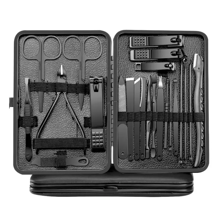 Set De Manicura Y Pedicura Para Hombres 7-18pcs Tijeras De Acero Inoxidable Kit De Aseo Con Cortauñas Y Otras Herramientas De Uso Doméstico - 1