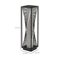 Outsunny Linterna de Jardín de Ratán Sintético Farola Solar con Luces LED Encendido y Apagado Automático Impermeable para Terraza Balcón Patio 22x22x77 cm Gris - details 2