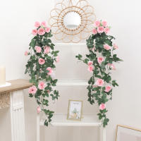 105cm Rosas Artificiales En Valla De Rotura Decoración De Plantas Falsas Para Casa Accesorios De Arco Para Boda Adornos Colgantes Para Pared - details 3