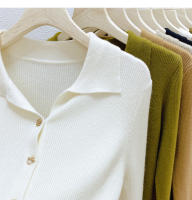 AOSSVIAO Chaqueta De Punto Para Mujer Estilo Oficina Lady Cierre Único Abrigo De Otoño Invierno 2025 Suéter Tejido Corto De Color Sólido Ajustado - details 12