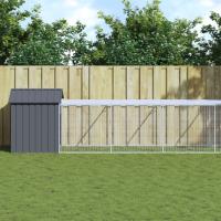 vidaXL Gallinero con Corral Jaula para Gallinas Pollos Acero Galvanizado Gris - details 0