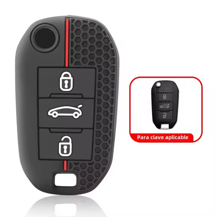 Carcasa De Silicona Para Llave De Coche Compatible Con Peugeot 308 Citroen C3 C4 Cactus C6 Berlingo Protección Con Llavero 2024 2023 - 1