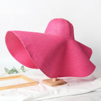 Sombrero De Playa Para Mujer Grande Y Plegable Con Protección UV Sombrilla De Verano De Paja Estilo Casual Para Bodas - details 20