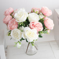 Bouquet De Flores Artificiales Rosa Peonía De Seda 30cm Decoración Para Bodas Casas Y Fiestas Regalo DIY Color Rosa - details 3