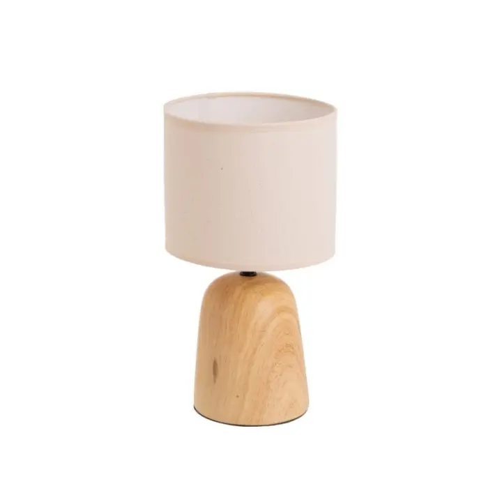 Dcasa Lámpara de mesa de cerámica natural nórdico con pantalla de algodon beige Ø 19x34 cm - 1
